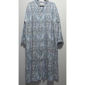 Miss Elaine XXL Zip Front Fleece Robe Paisley Damask Plush Housecoat EUC Cottage